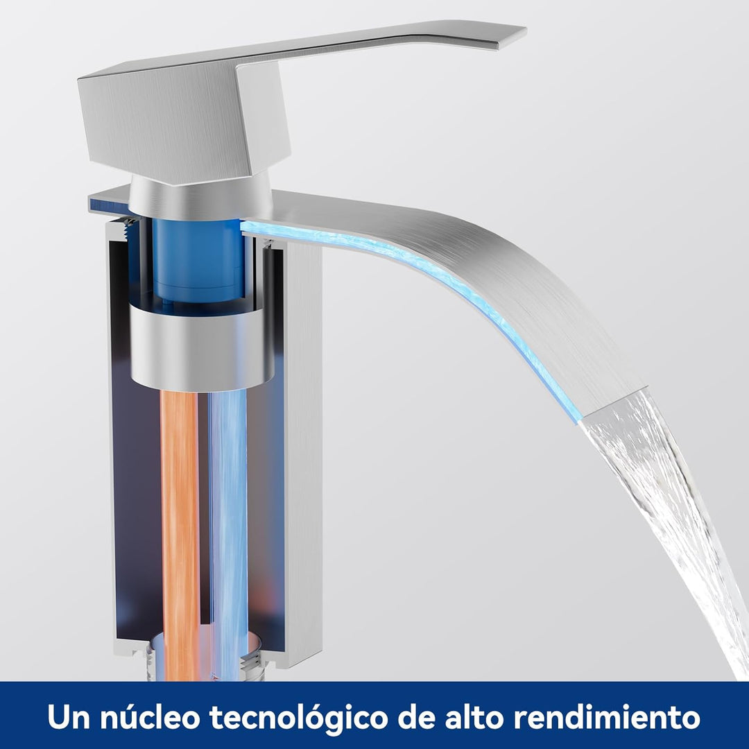 CECIPA Wasserhahn Bad, Waschtischarmatur Wasserfall, Armatur Badezimmer Edelstahl, Waschbecken Armat