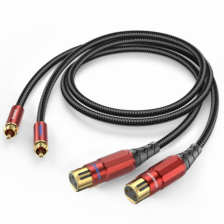 SOUNDFAM XLR auf Cinch Kabel 3M, PREMIUM 2 XLR Buchse zu 2 RCA Stecker Audio Verbindungskabel 3 M 2-