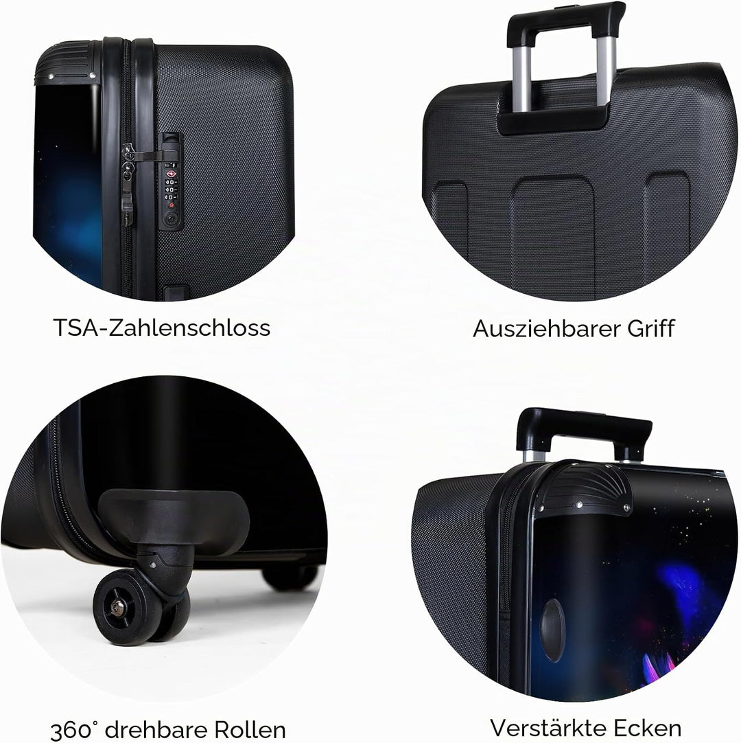 NoBoringSuitcases.com® Koffer XL Gross 77x51.5x28 cm Hartschale Reisekoffer 4 Rollen Leicht Koffer T