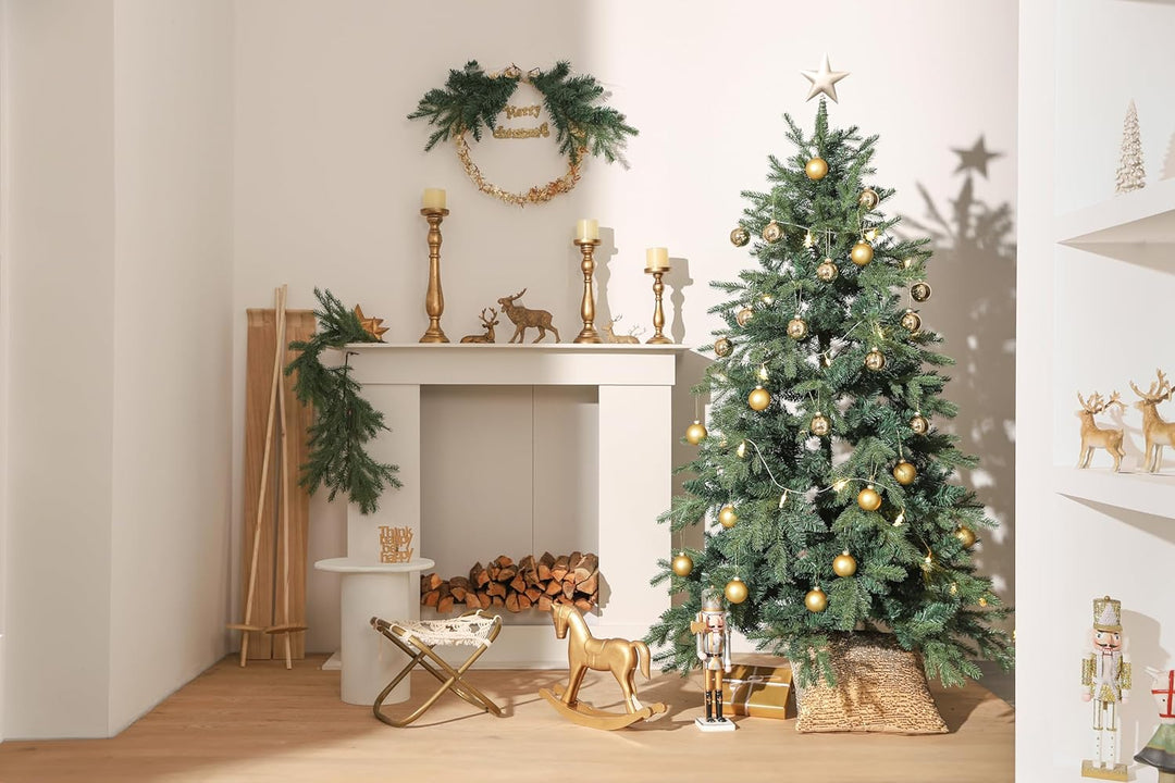 DN DECONATION Weihnachtskugeln Set, 12-teilig - Gold Glaskugeln 6cm Glänzend & Matt, Christbaumkugel