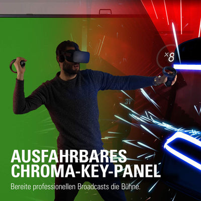 Elgato Green Screen - Ausfahrbares Chroma-Key-Panel, knitterfreies Material, ultraschneller Aufbau,