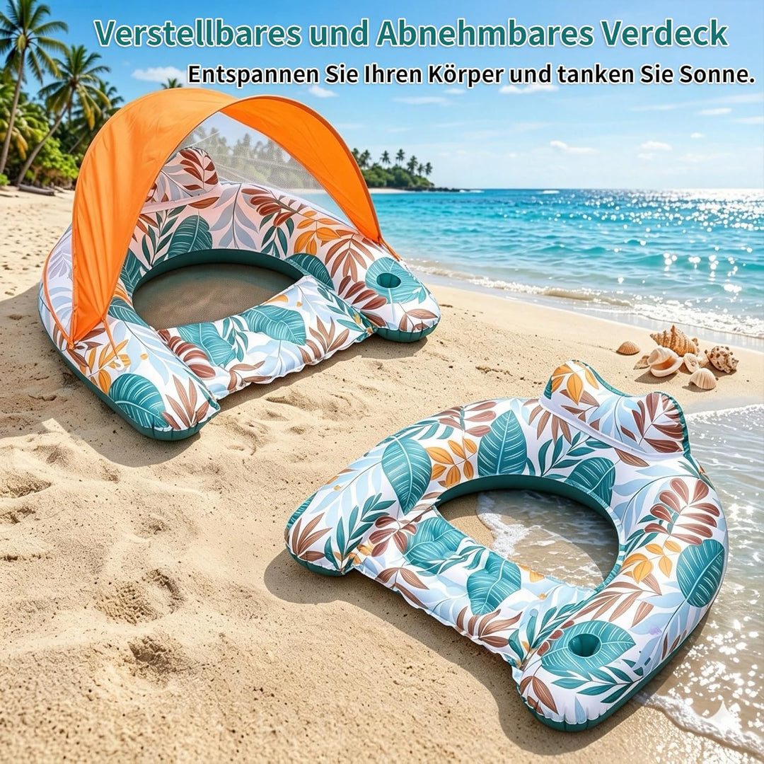 Aufblasbare Pool Luftmatratze, 2-In-1 Schwimmsessel Pool-Flösse Wasserhängematte für Erwachsene mit
