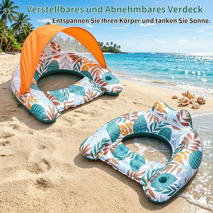 Aufblasbare Pool Luftmatratze, 2-In-1 Schwimmsessel Pool-Flösse Wasserhängematte für Erwachsene mit