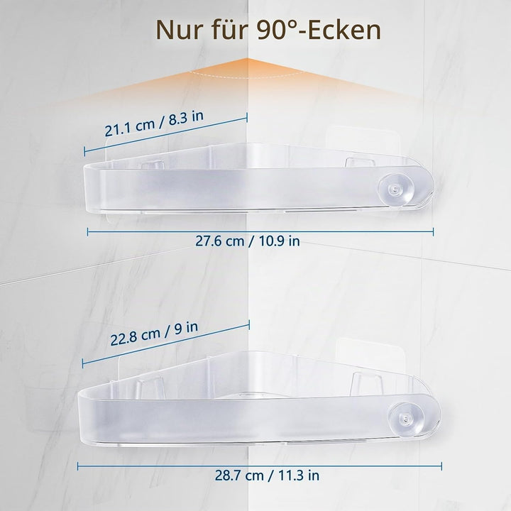 Sotfamily Plastik Duschablage ohne Bohren Ecke (Nur Für 90°), 4 Stück Duschregal Badregal ohne Bohre