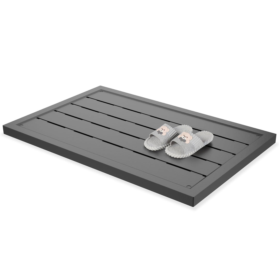 LZQ Kunststoffe Bodenelement für Solardusche Gartendusche Bodenplatte Solardusche, Anthrazit Premium