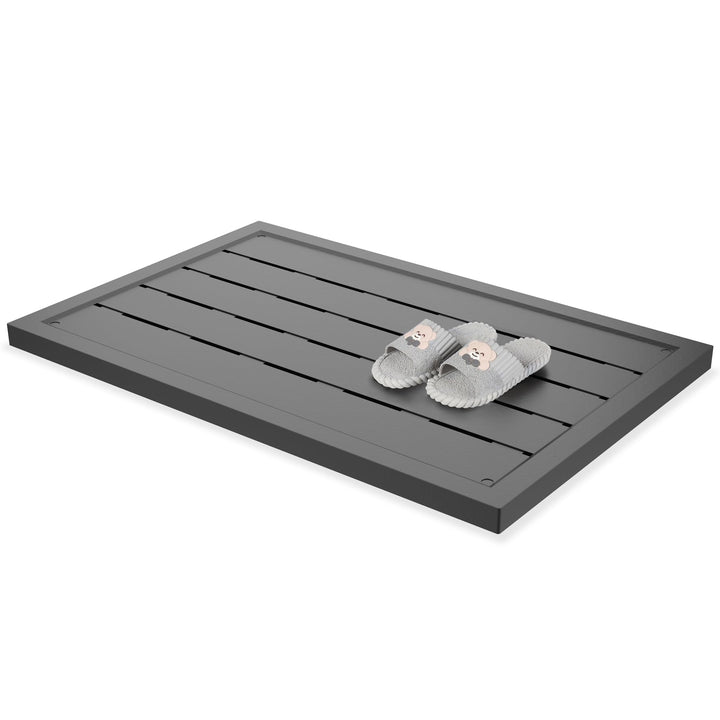LZQ Kunststoffe Bodenelement für Solardusche Gartendusche Bodenplatte Solardusche, Anthrazit Premium