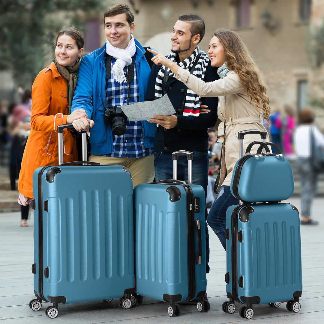LEADZM Kofferset 4 teilig Hartschale, Koffer Set aus ABS, Reisekoffer mit Rollen Gross, Hartschalenk