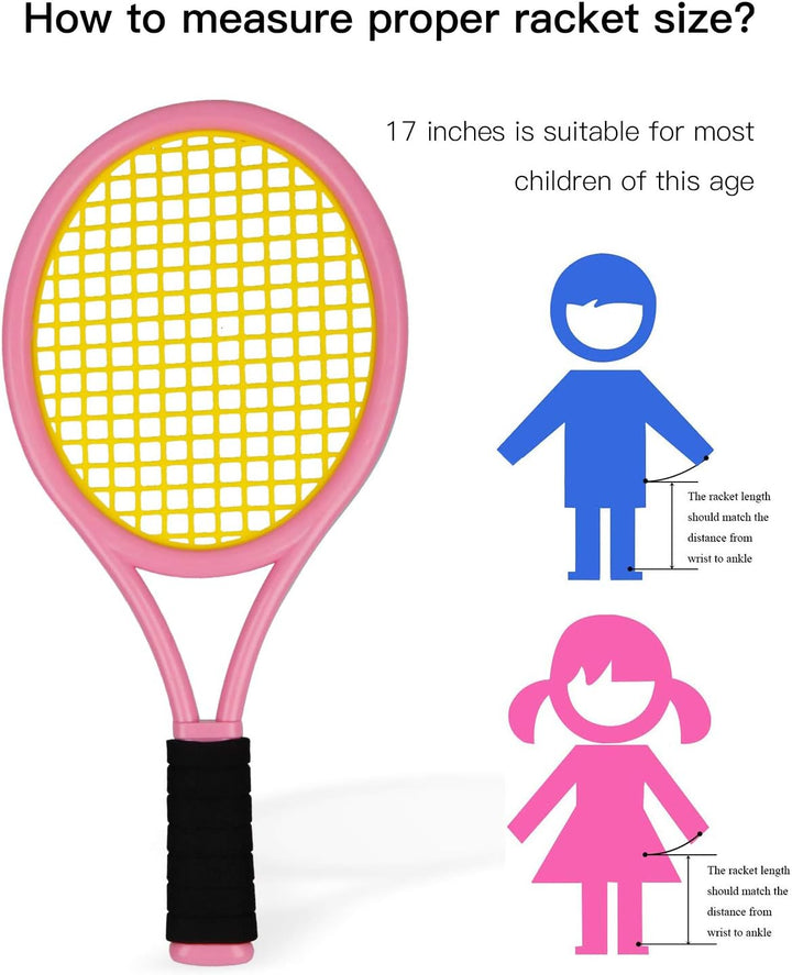 Kinder Tennisschläger mit Tragetasche,4 weiche Trainingsbälle und 6 Badminton Birdies,Tennisschläger
