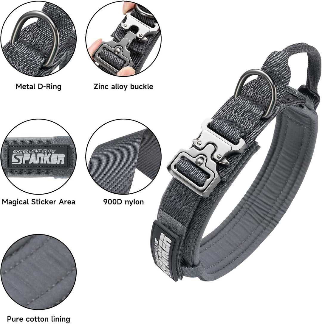 EXCELLENT ELITE SPANKER Taktisches Hundehalsband Militär-Hundehalsband K9 Mit Griff Halsband Trainin