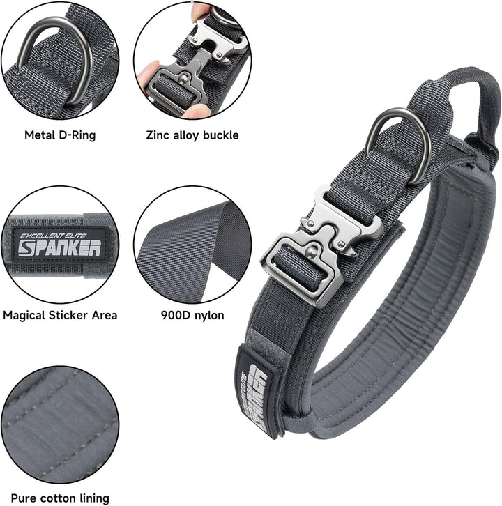 EXCELLENT ELITE SPANKER Taktisches Hundehalsband Militär-Hundehalsband K9 Mit Griff Halsband Trainin