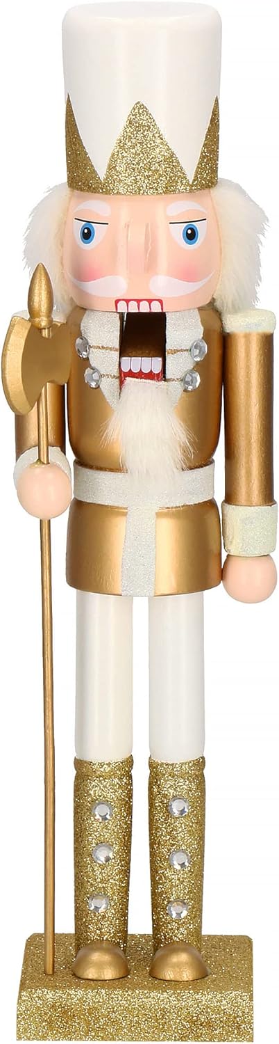SPRINGOS Nussknacker Figur aus Holz Soldat mit Hellebarde Höhe: 38 cm mit langem Bart und Glitter We