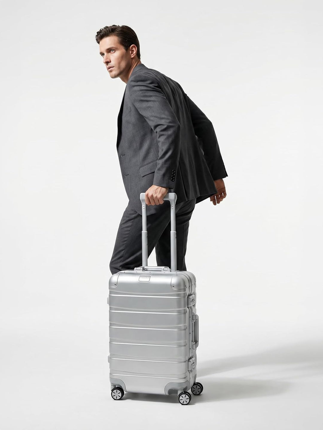 REDOLZ Pro Aluminium Handgepäck Koffer 55x37x23 cm Kabinenkoffer Hartschale 4 Rollen Spinner Trolley
