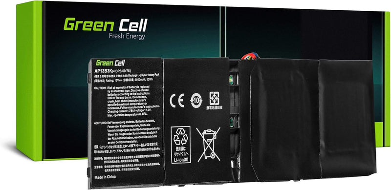 Green Cell 41CP6/60/78 41CP6/60/80 AL13B3K AP13B3K AP13B8K Akku für Acer Laptop (3400mAh 15.0V Schwa