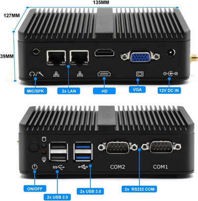 Super Kleiner PC Lüfterloser Mini-Computer Desktop-PC Celeron J4125, 8GB DDR4 RAM, 256GB SSD, Indust