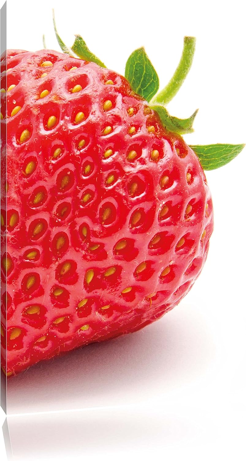 Erdbeere Strawberry Obst, Format: 100x70 auf Leinwand, XXL riesige Bilder fertig gerahmt mit Keilrah