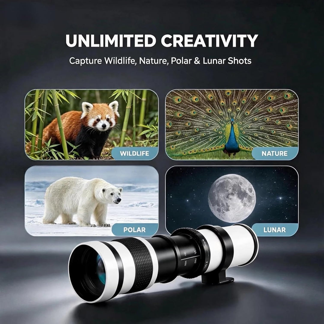 JINTU 420-800mm F8.3 Teleobjektiv EF Objektiv Manueller für Canon EOS Rebel T8i 4000D 2000D T7i T7 T