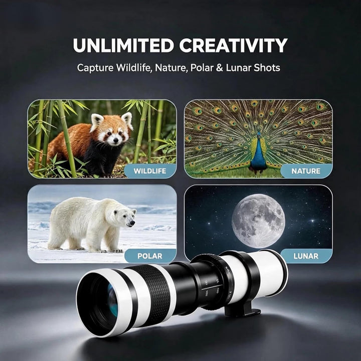 JINTU 420-800mm F8.3 Teleobjektiv EF Objektiv Manueller für Canon EOS Rebel T8i 4000D 2000D T7i T7 T