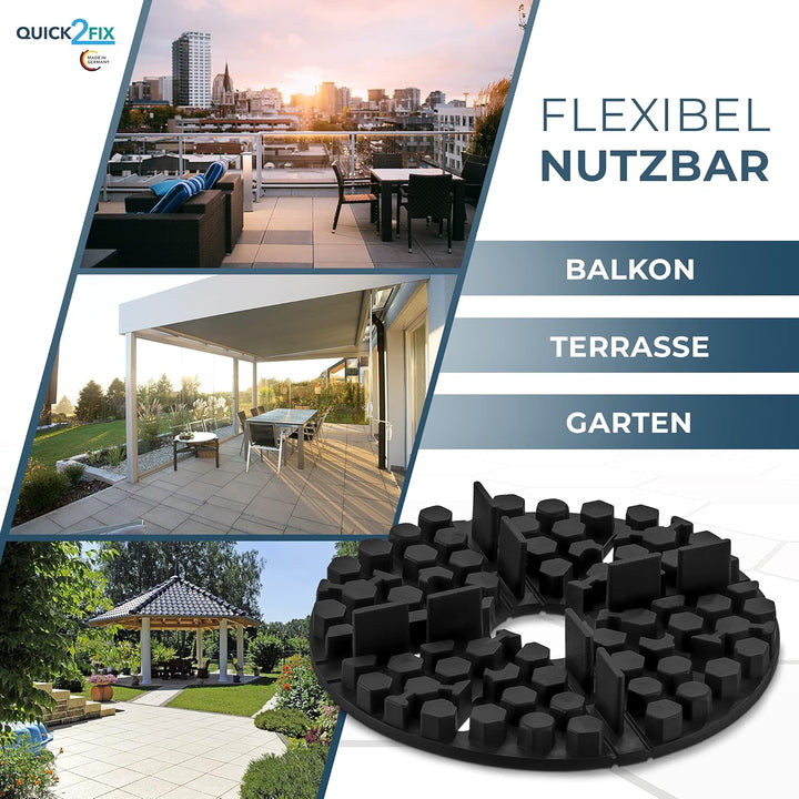 QUICK2FIX® 50 x Gummi Plattenlager - Fugenbreite 2mm x Höhe 10mm - Stelzlager für Terrassenplatten.
