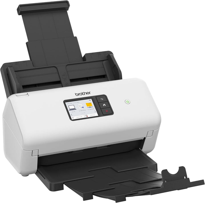 Brother ADS-4550W, Flexibler Dokumentenscanner mit USB, LAN und WLAN, Duplex Scan, Touchscreen, Weis
