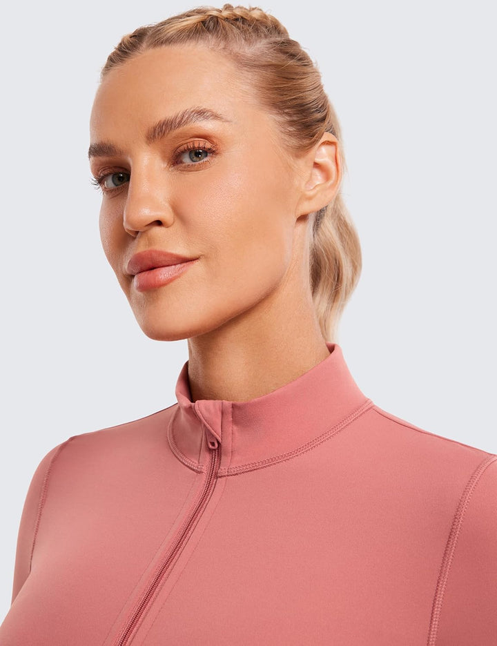 CRZ YOGA Damen Butterluxe Voller Reissverschluss Cropped Jacke Sport Pullover Slim Fit Gym Running J