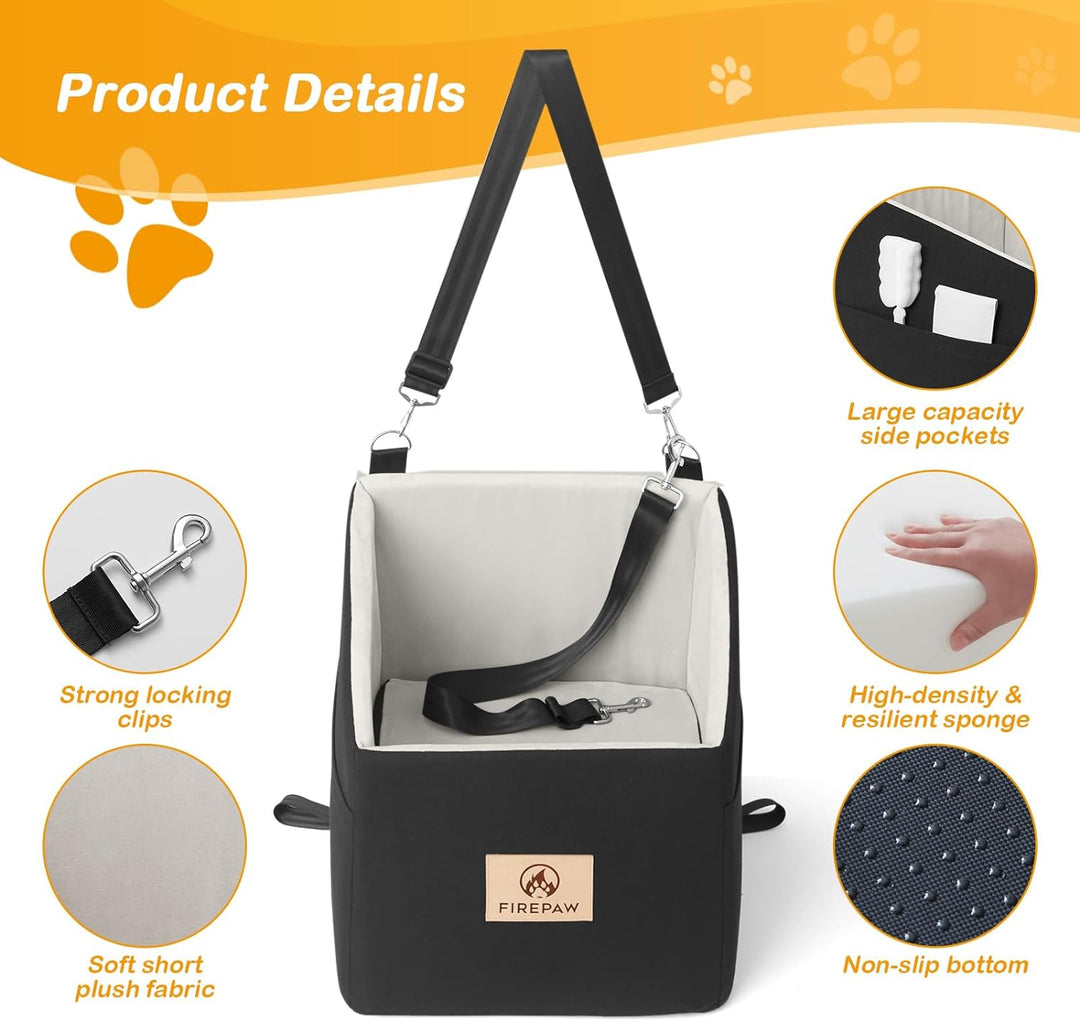 firepaw Car Dog Seat, Auto-Hundesitz für kleine Hunde, Booster Hundesitz mit waschbarem, abnehmbarem