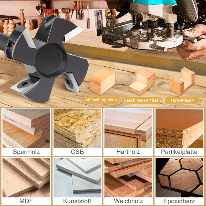 BALUGAEA Oberfräse Planfräser 8mm Schaft 40mm 4 Flöten Hobelfräser für Oberfräse CNC Flächenfräser m
