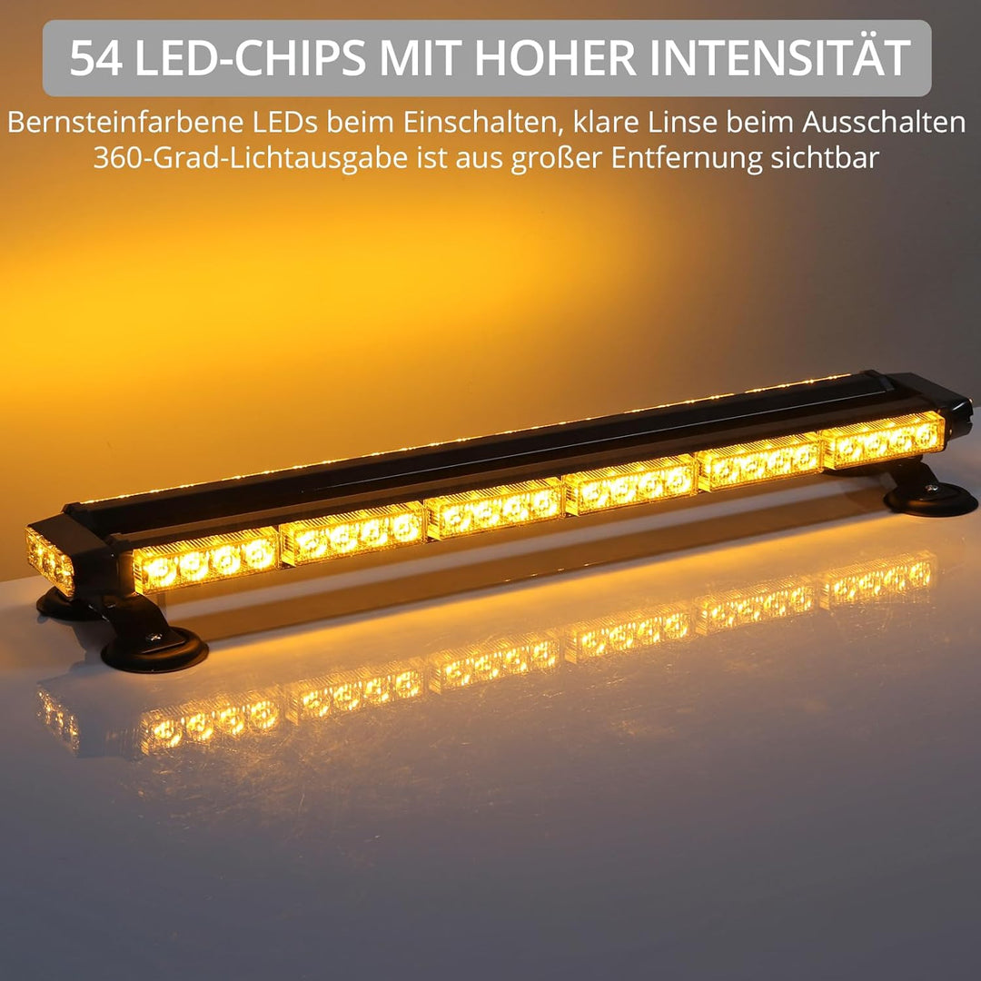 Justech 54LEDs Rundumleuchte 27 Modi Blitzleuchte Schraube Starker Magnet Amber Gelb Decke Licht War