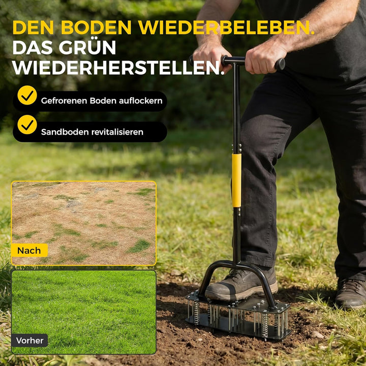 Rasenbelüfter mit 15 Zinken, Aerifizierer Manuelle Vertikutierung, Bodenbelüfter für Rasen, Spike Me