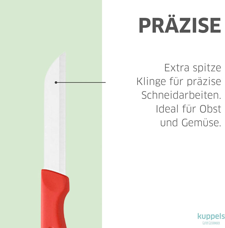 Kuppels SOLINGEN Küchenmesser Set 9 teilig rot, Scharfe Küchenmesser aus 420HC Stahl, Gemüsemesser S