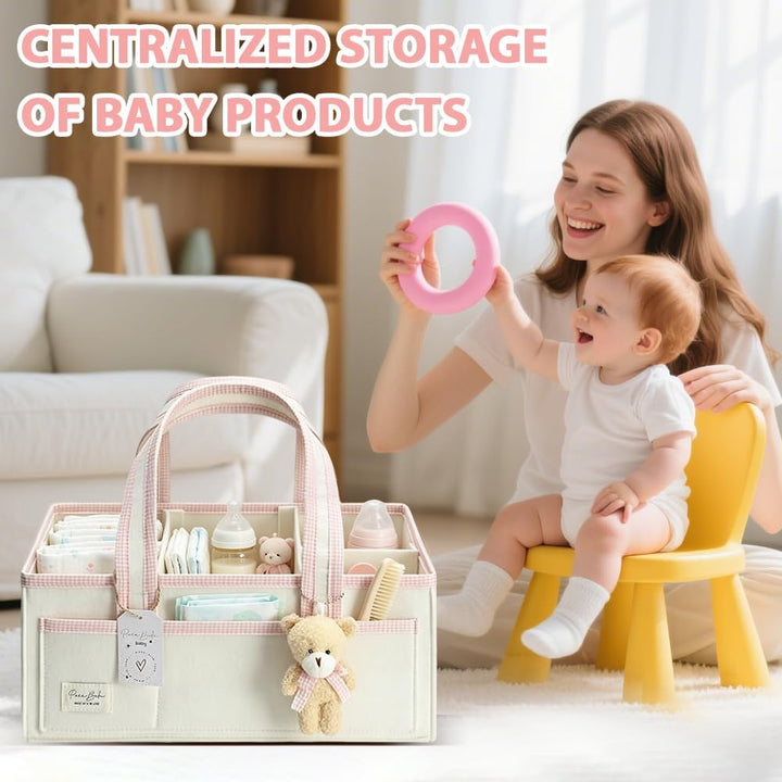 Baby Windel Filztasche, Wickeltisch Organizer Aufbewahrungskorb, Baby Windel Caddy aus Filz mit Hera
