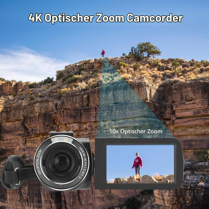 ORDRO 4K Videokamera Camcorder Ultra HD Camcorder mit 10-Fach Optischem Zoom &amp; 120-fachem Digitalzoo