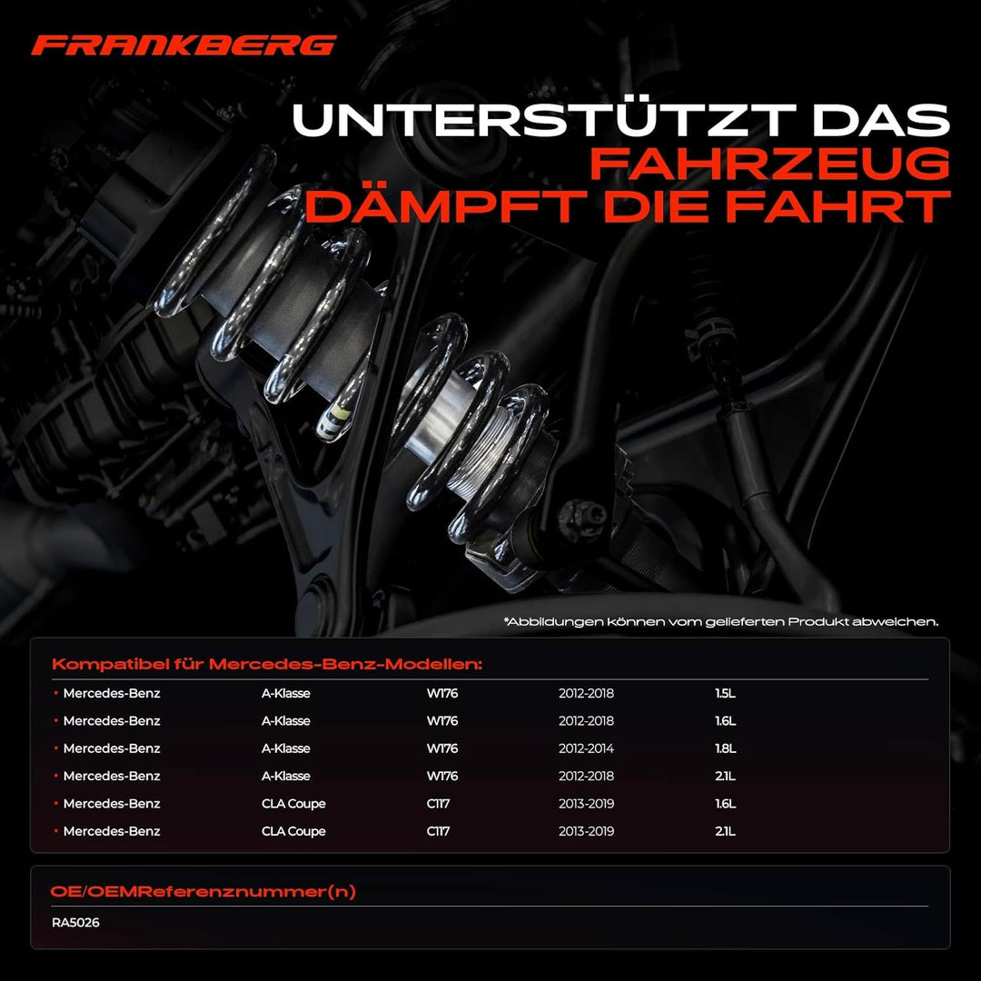 Frankberg 2x Federn Fahrwerksfeder Hinterachse Links Rechts Kompatibel mit A-Klasse W176 2012-2018 C