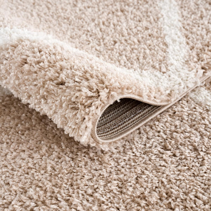 SANAT Madrid Shaggy Teppich Rund - Hochflor Teppiche für Wohnzimmer, Schlafzimmer, Küche - Beige, Gr