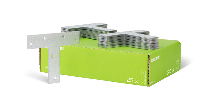 Alberts 848194 Flachverbinder | T-Form | sendzimirverzinkt | 140 x 110 x 30 mm | 25er Set 140 x 110