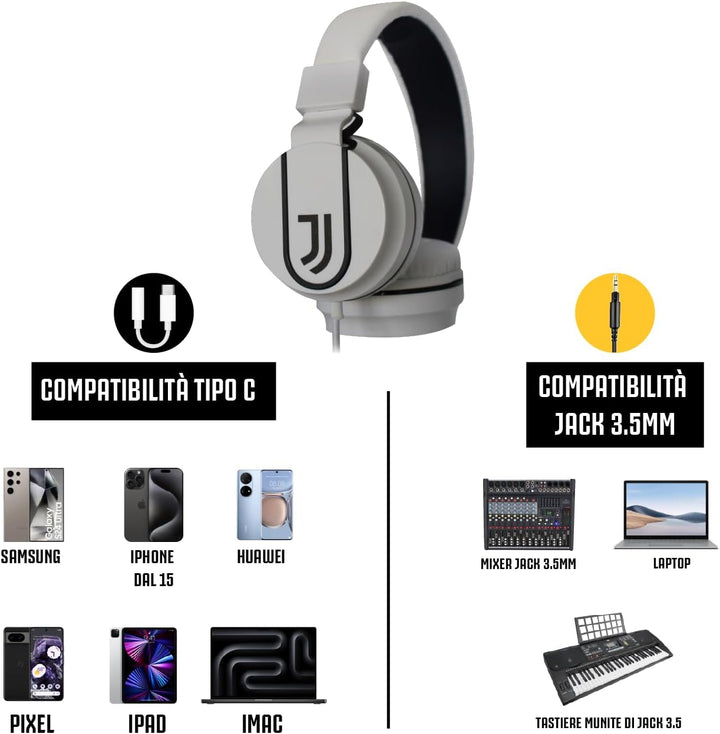 Techmade Mütze |ON-Ear | mit Draht | Weiss/Schwarz | Juventus Football Team
