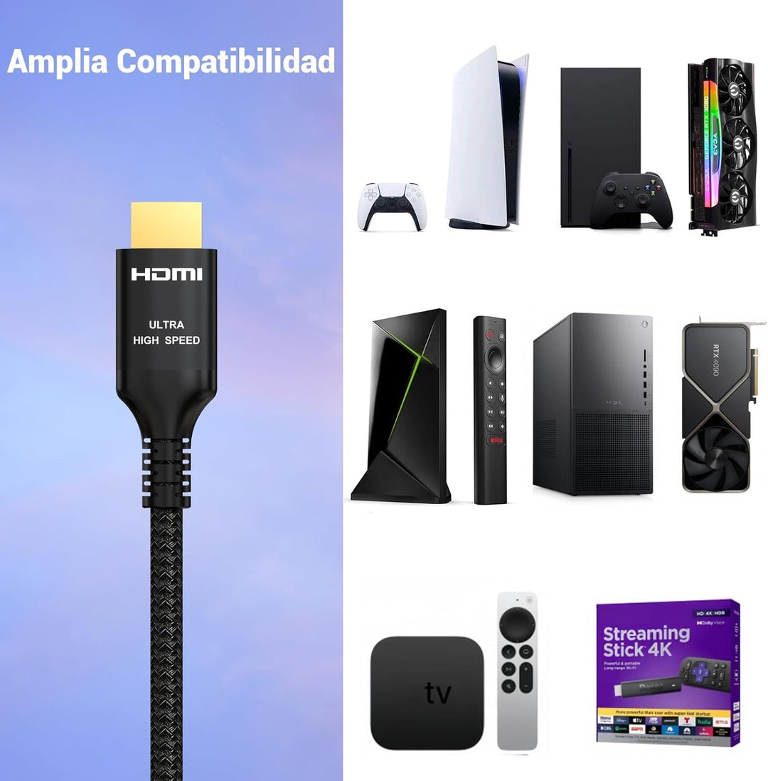 Etseinri 10K 8K HDMI 2.1 Kabel 1M+1.5M, Zertifiziert 48Gbps Ultra High Speed HDMI® Kabel 4K 240Hz 16