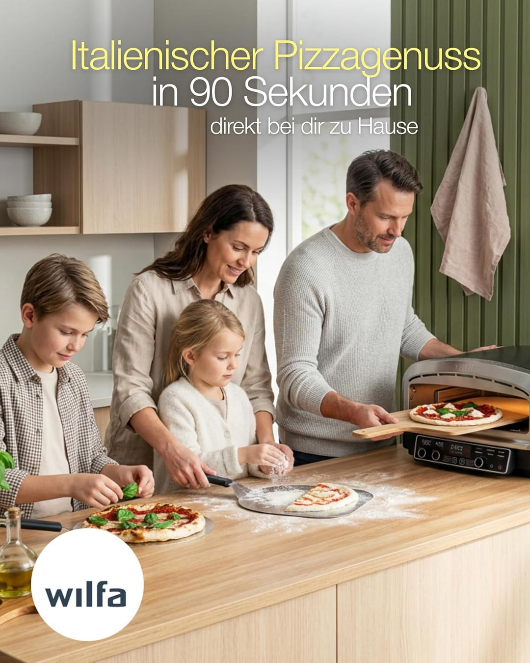 Wilfa CRUST Elektrischer Pizzaofen 2200W I Pizzaofen für bis zu 450 °C mit drehbarem 13" Pizzastein