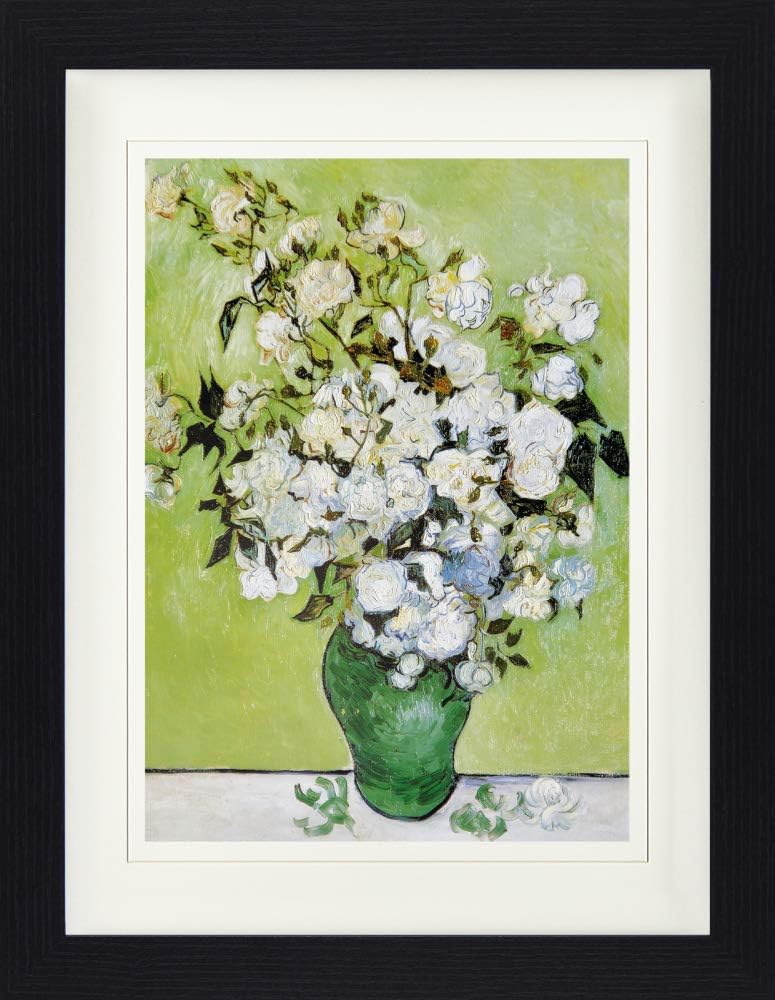 1art1 Vincent Van Gogh Poster Vase Mit Weissen Rosen, 1890 Gerahmtes Bild Mit Edlem Passepartout | W