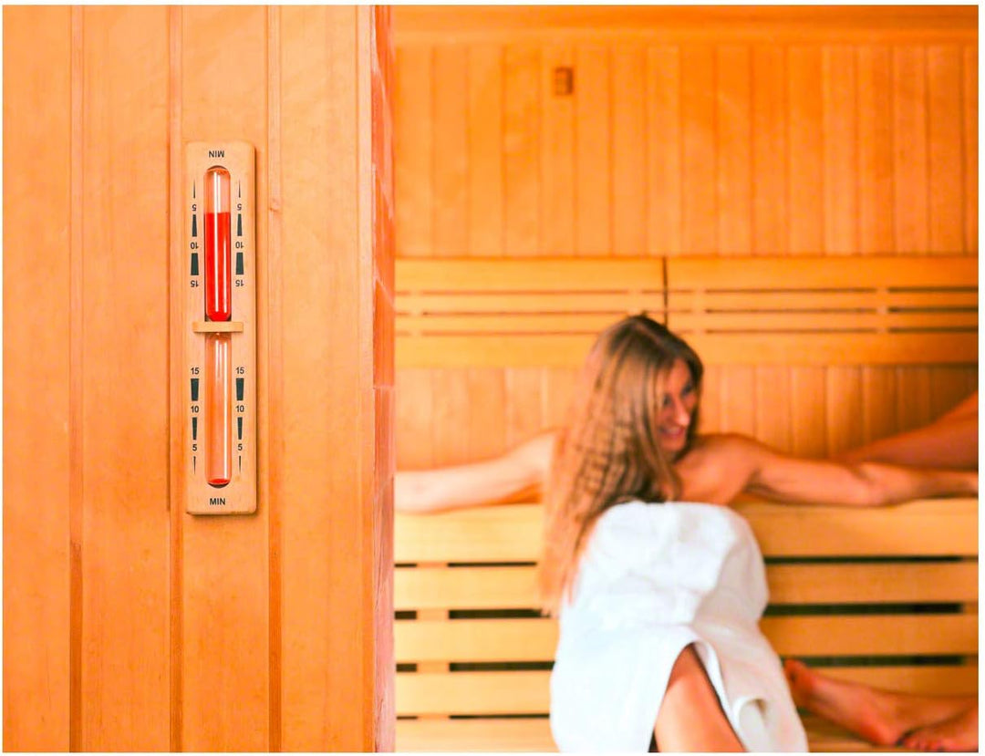 Sport-Tec Sauna-Sanduhr aus Holz, 15-Min. Laufzeit Rot, Rot
