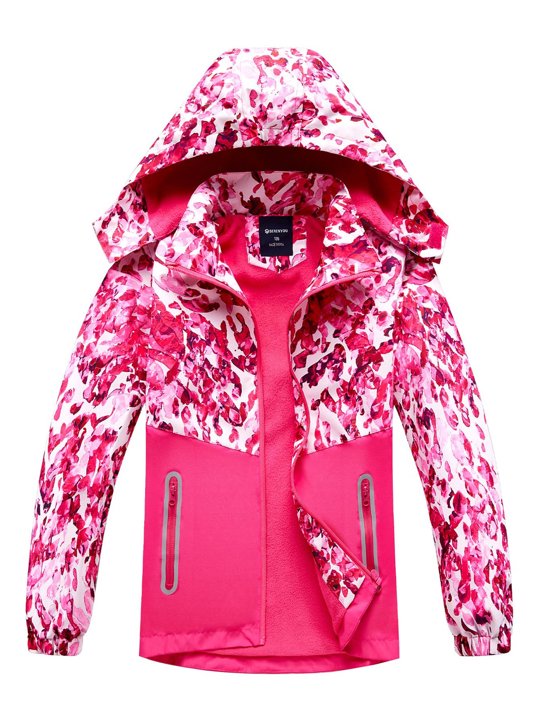 SERENYOU Mädchen Übergangsjacke Gefütterte Regenjacke mit Abtrennbare Kapuze 150 Stil 5, 150 Stil 5