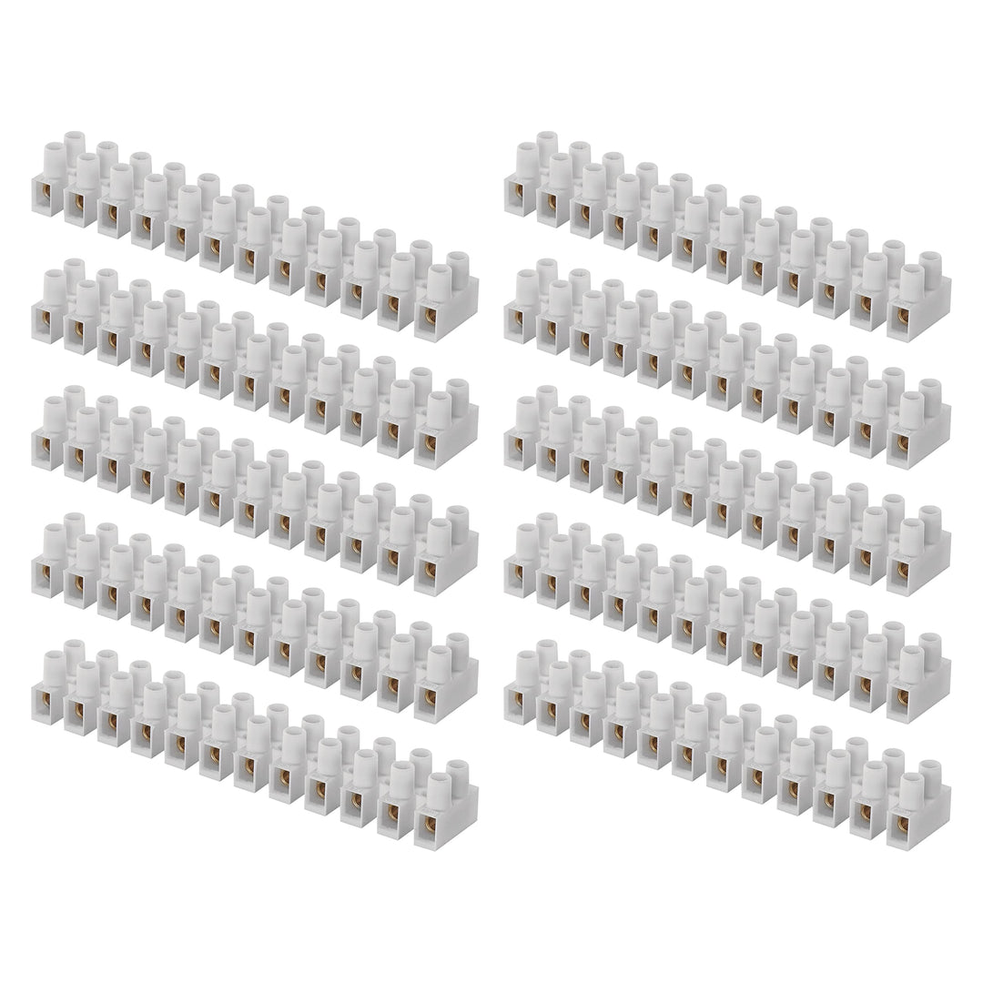 EMOS 10er Pack Anschlussklemme für 1,5 mm² - 6 mm² Draht, 10x Riegel mit 12 Stück, 450 V~/41 A, weis