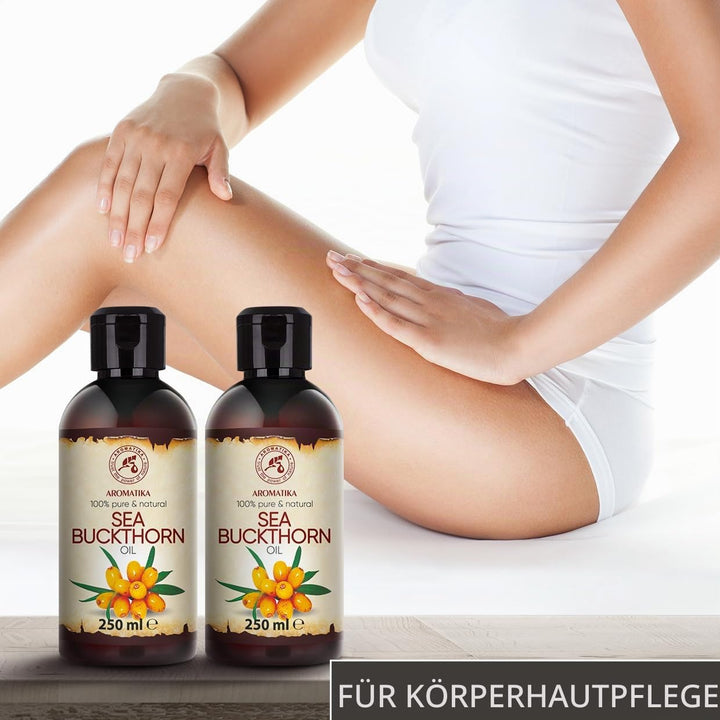 Sanddornöl Set 2x250ml - Hippophae Rhamnoides - Kaltgepresst - Sanddorn Öl - Sea Buckthorn Oil - Rei