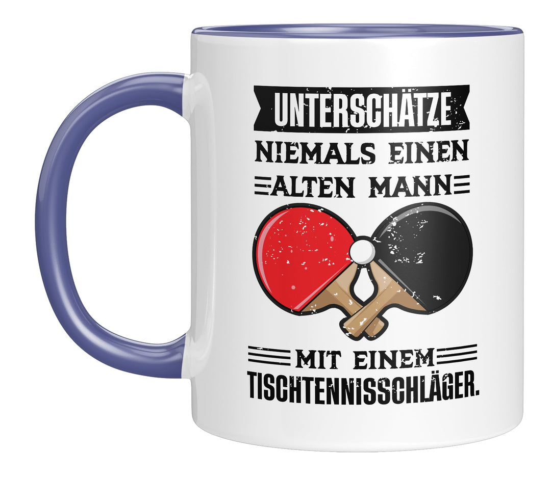 Lustige Tischtennis Tasse | Unterschätze niemals einen alten Mann mit einem Tischtennisschläger | Ge