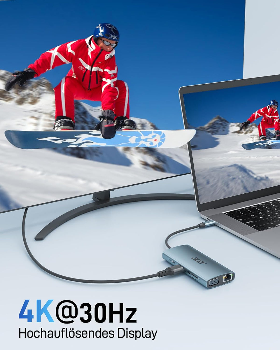 acer USB C Hub Docking Station, 9IN1 USB C zu 4K HDMI, 3xUSB 3.0 5Gbps, 1Gbps Ethernet, 100W PD, VGA