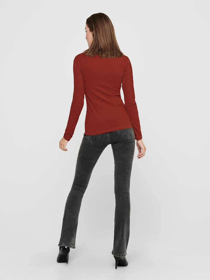 ONLY Damen Longsleeve Onllive Love Life Basic Damen-Shirt M 1x Golden Yellow, 1x Burnt Henna, 1x Kal