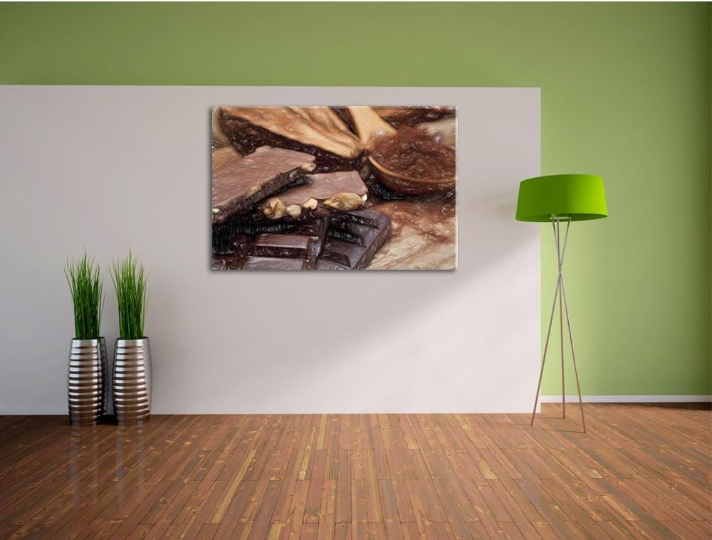Pixxprint Leckere Schokolade als Leinwandbild/Grösse: 100x70 cm/Wandbild/Kunstdruck/fertig bespannt,