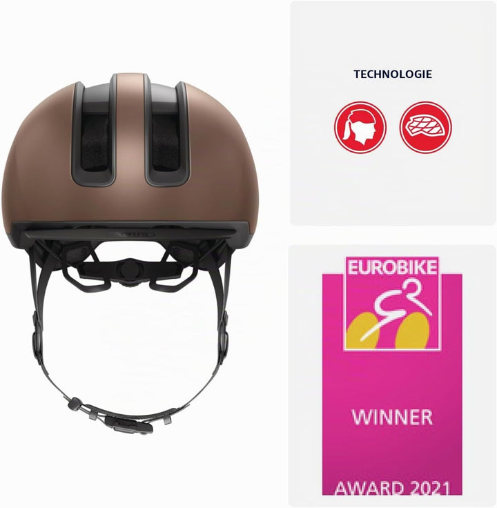 ABUS Urban Helm HUD-Y - mit magnetischem, aufladbarem LED-Rücklicht &amp; Magnetverschluss - cooler Fahr