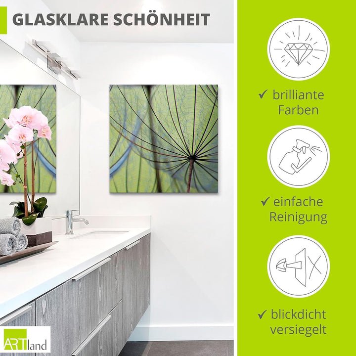 ARTland Glasbilder Wandbild Glas Bild einteilig 50x50 cm Quadratisch Natur Botanik Blumen Pusteblume