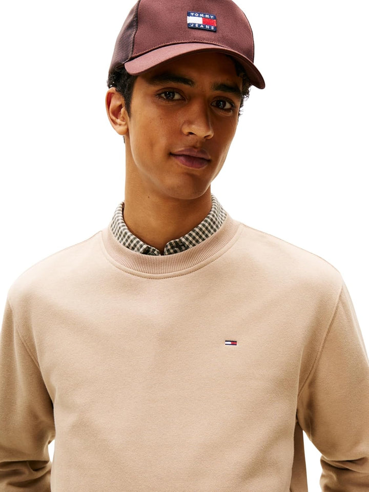 Tommy Jeans Herren Sweatshirt TJM Regular ohne Kapuze XS Beige (Coastal Taupe), XS Beige (Coastal Ta