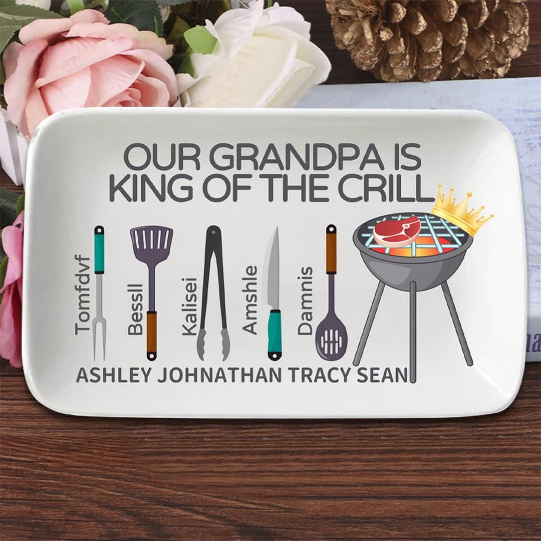 Personalisierte Vatertags-Grillplatte Väter/Papa Grillplatte Benutzerdefinierte Familie Name BBQ Gri
